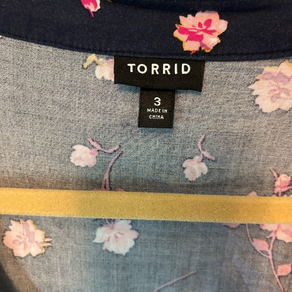 Torrid Blue Floral Challis Skater Dress - Size 3 - Picture 4 of 4